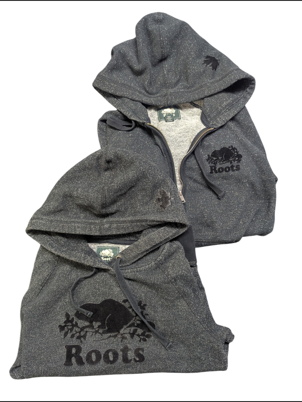 2 Roots Dark Charcoal Heather Zip Hoodie And Zip Up Size - Small
